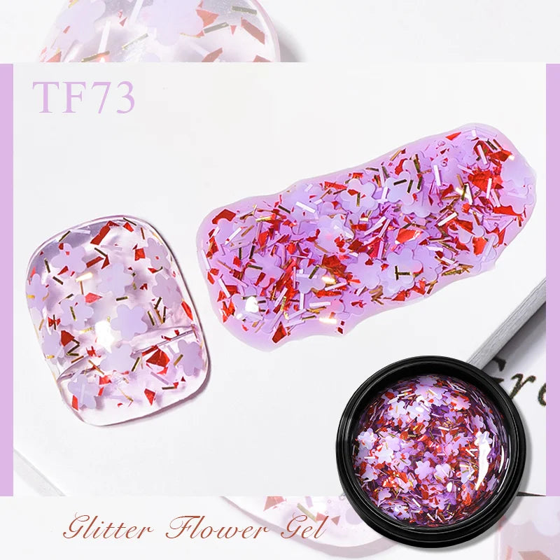 MEET ACROSS 5ml Pink Dried Flower Gel Nail Polish Natural Flower Fairy Nail Art Gel Soak Off UV LED Painting Varnishes For Nails