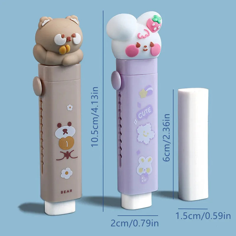 Creative push-pull cartoon cute eraser can replace the core telescopic student pencil eraser children's school supplies gifts