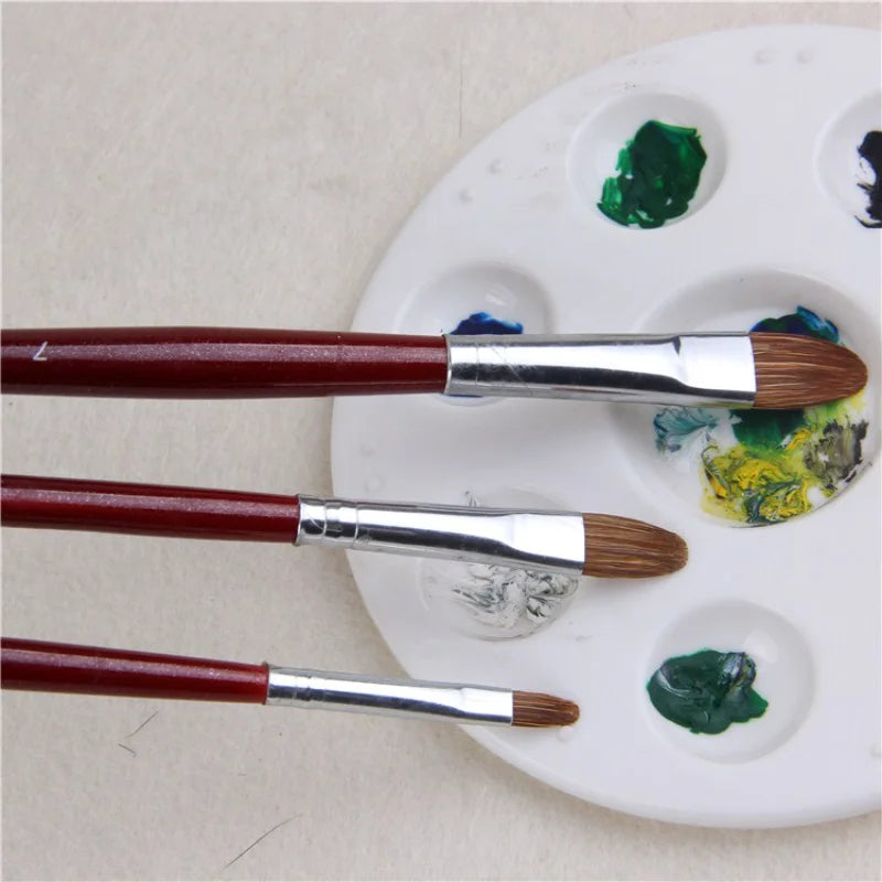 6pcs/Set High-grade Weasel Hair Oil Painting Brush Hazel Shap Row Pen Long Birch Rod Acrylic Drawing Art Supplies Artist Supply