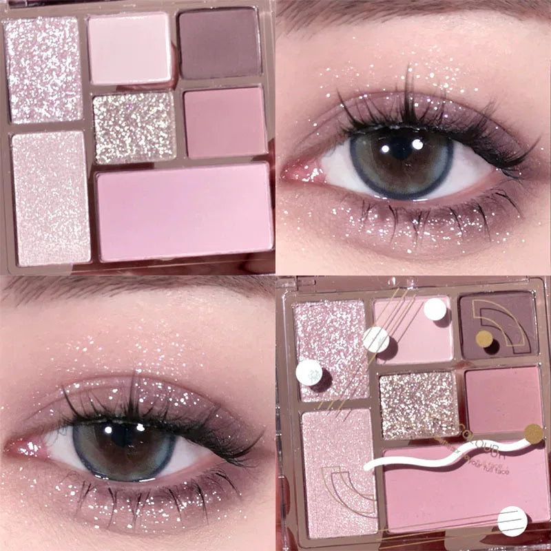 1pc Glitter Pearly Eyeshadow Palette Eye Shadow Palette Iris Purple Charming Eye Makeup Fashion Korean Shiny Eye Shadow 9 Colors