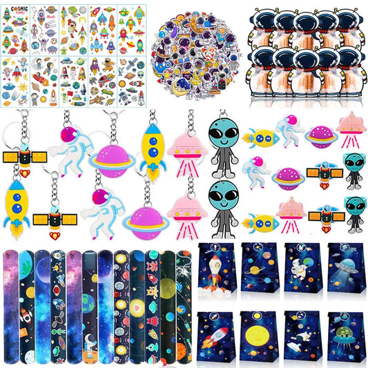 Outer Space Party Favors Gift Bags Candy Bags Tattoo Stickers Bracelet For Kids Astronaut Birthday Party Decorations Supplies