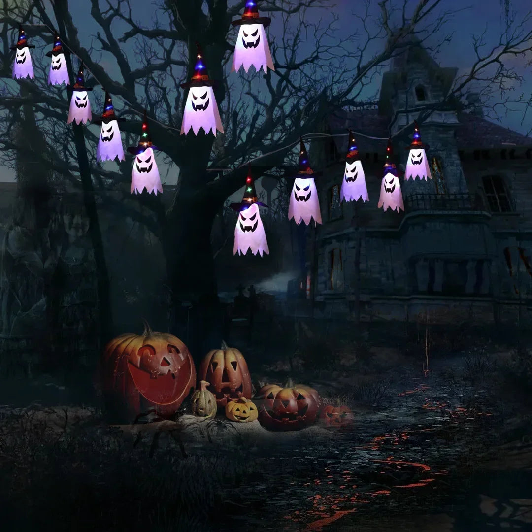 5pcs LED Halloween Outdoor Light Battery Power Skeleton Pumpkin Ghost Horror Grimace Glowing Party Props Halloween Decoration