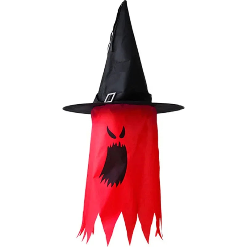 Halloween LED Flashing Light Hanging Ghost Halloween Party Dress Up Glowing Wizard Hat Lamp Horror Props Home Bar Decoration