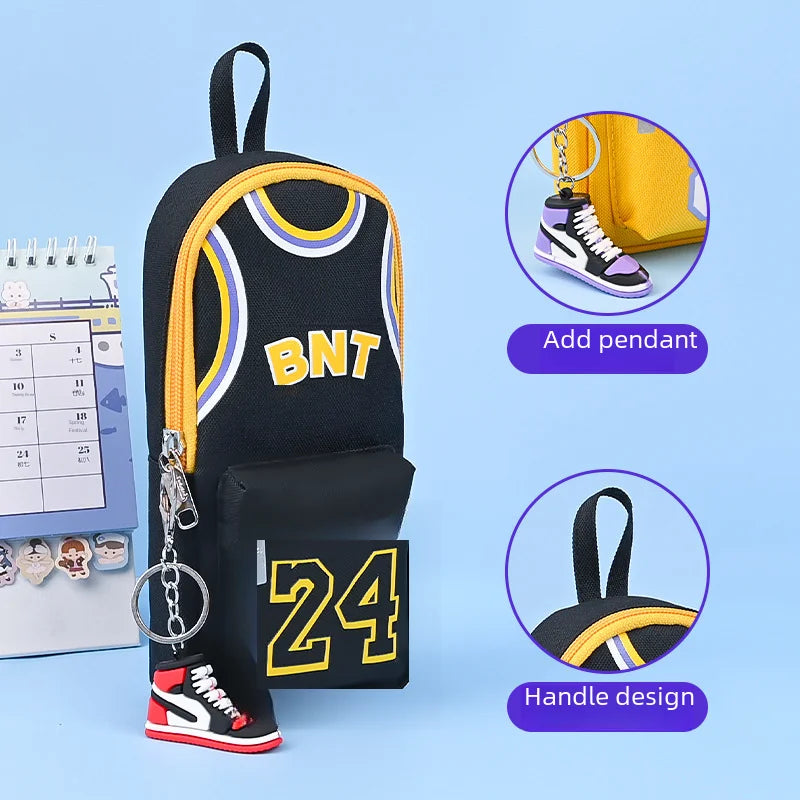 High Capacity Ball Star Pencil Case Unique Canva Double Layer Organizer For Men Students Medium Small Size School Supplies