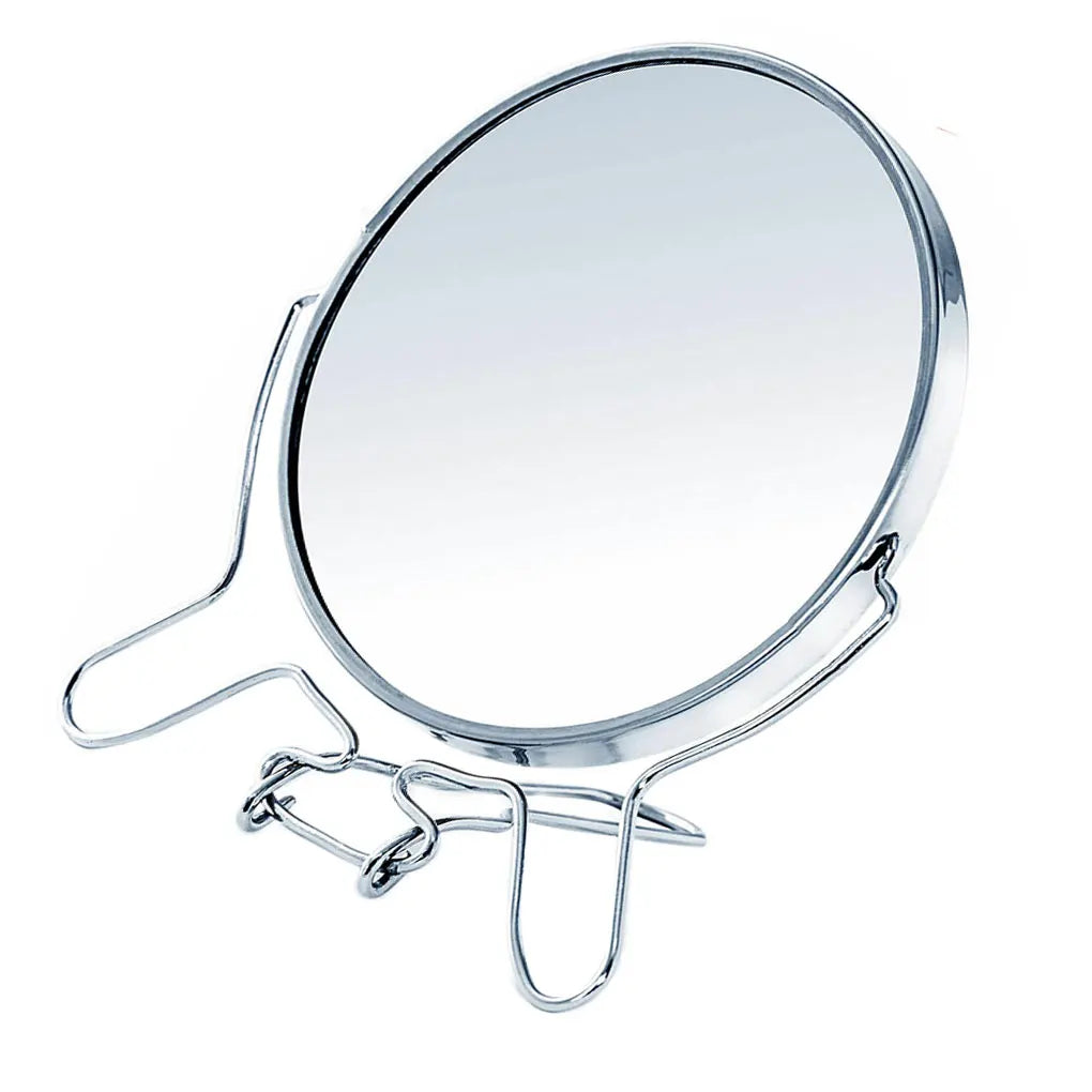 Makeup Cosmetic Mirror 4" Round 360 Degree Rotation 2 Face Tabletop Mirror Magnifier Stainless Steel Makeup Mirror Standing