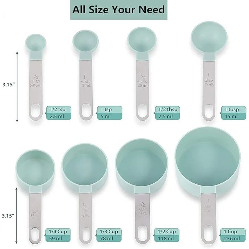 1set Measuring cup and spoon set, stainless steel, suitable for dry and liquid ingredients