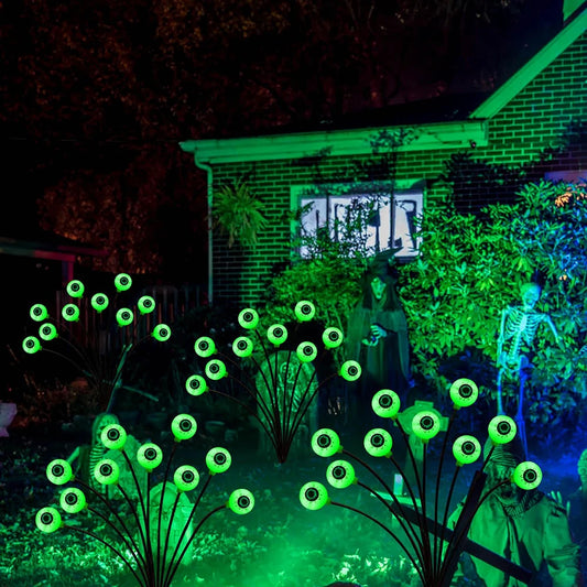 Halloween Garden Solar Lights Eyeball Outdoor Yarn Pathway Lights Waterproof Colorful 10 LED Home Decorations