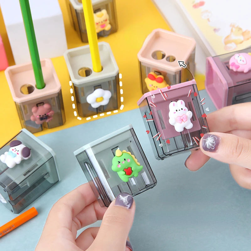 1 Pc Cartoon Patterns Pencil Sharpener Pencil Cutter 2 Hole Cute Sharpener Knife Smooth Sharpening School Accessories stationery