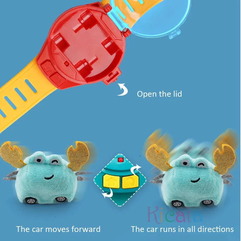 Children RC Car Mini Watch Toys With LED Lights 2.4GHz RC Car Toy Watch Rabbit Crab Racing Toys RC Car Girls Boys Birthday Gift