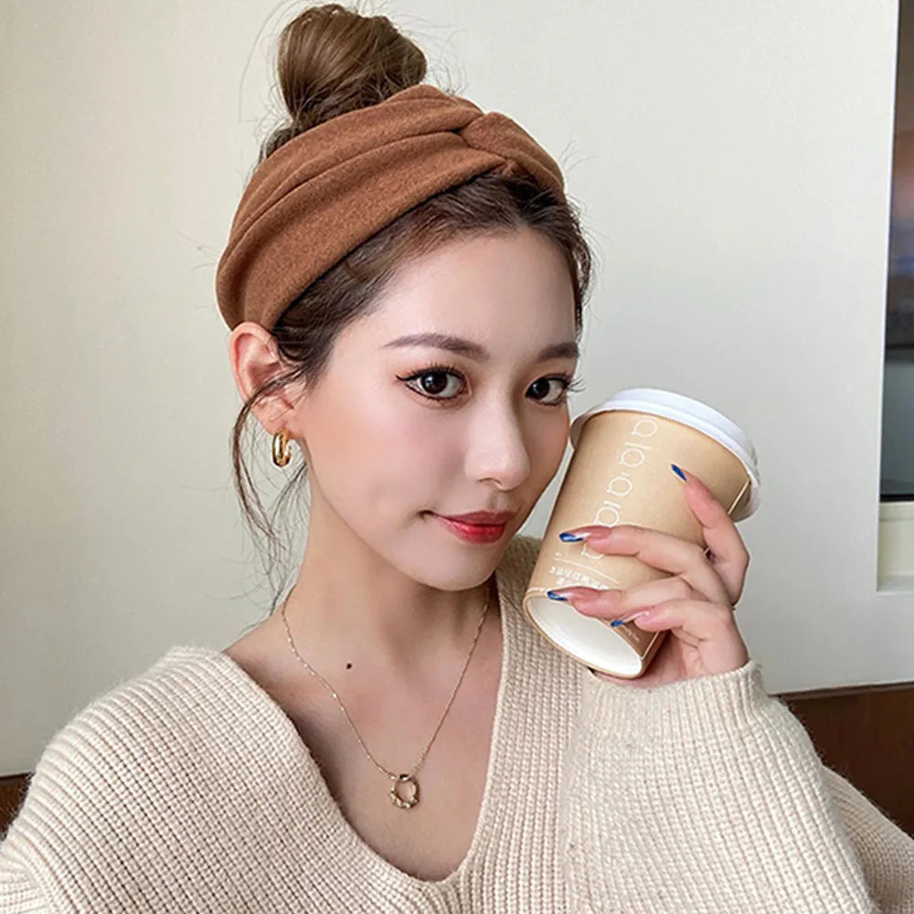 Elegant Wide Brimmed Headband Fall Winter Simple Hair Hoop for Washing Fitness Exercise Fashion Daily Outgoing Hair Accessories