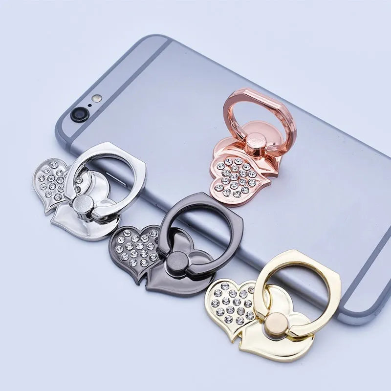 Luxury Diamond Shiny Gemstones Metal Mobile Phone Ring Bracket Universal Phone Holder Rotatable Ring Bracket for iPhone Samsung