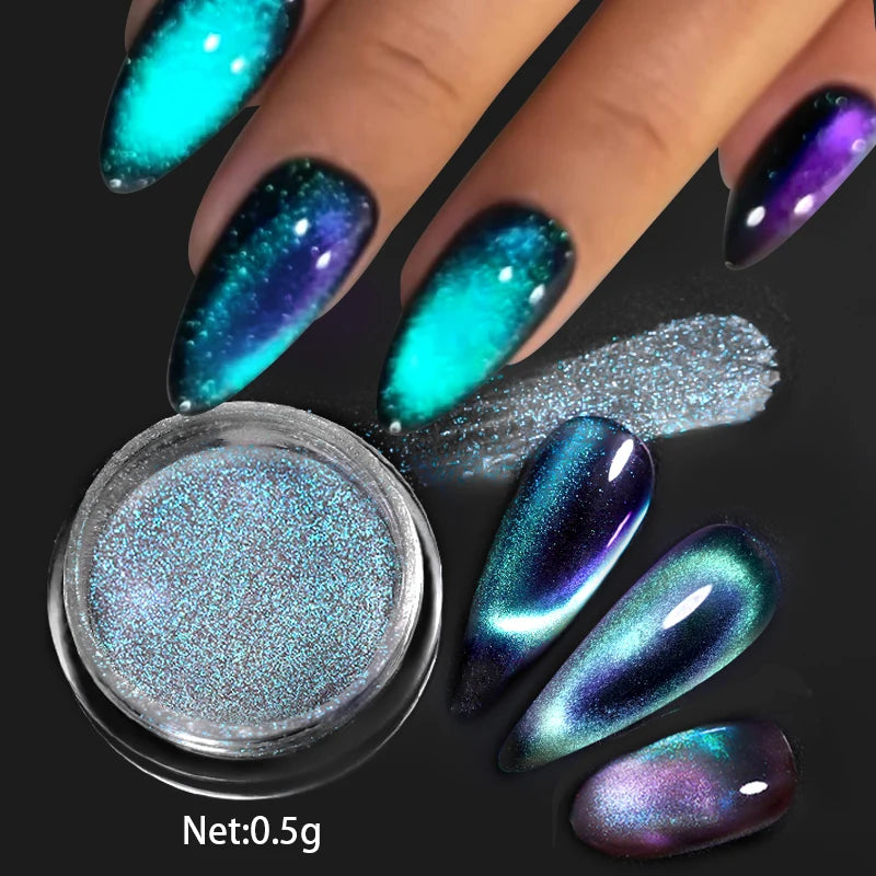 Aurora Pearl Nude Pink White Nails Glitter Dust Chrome Moonlight White Rubbing on Powder Shell Mirror Pigment Nail Art Supplies