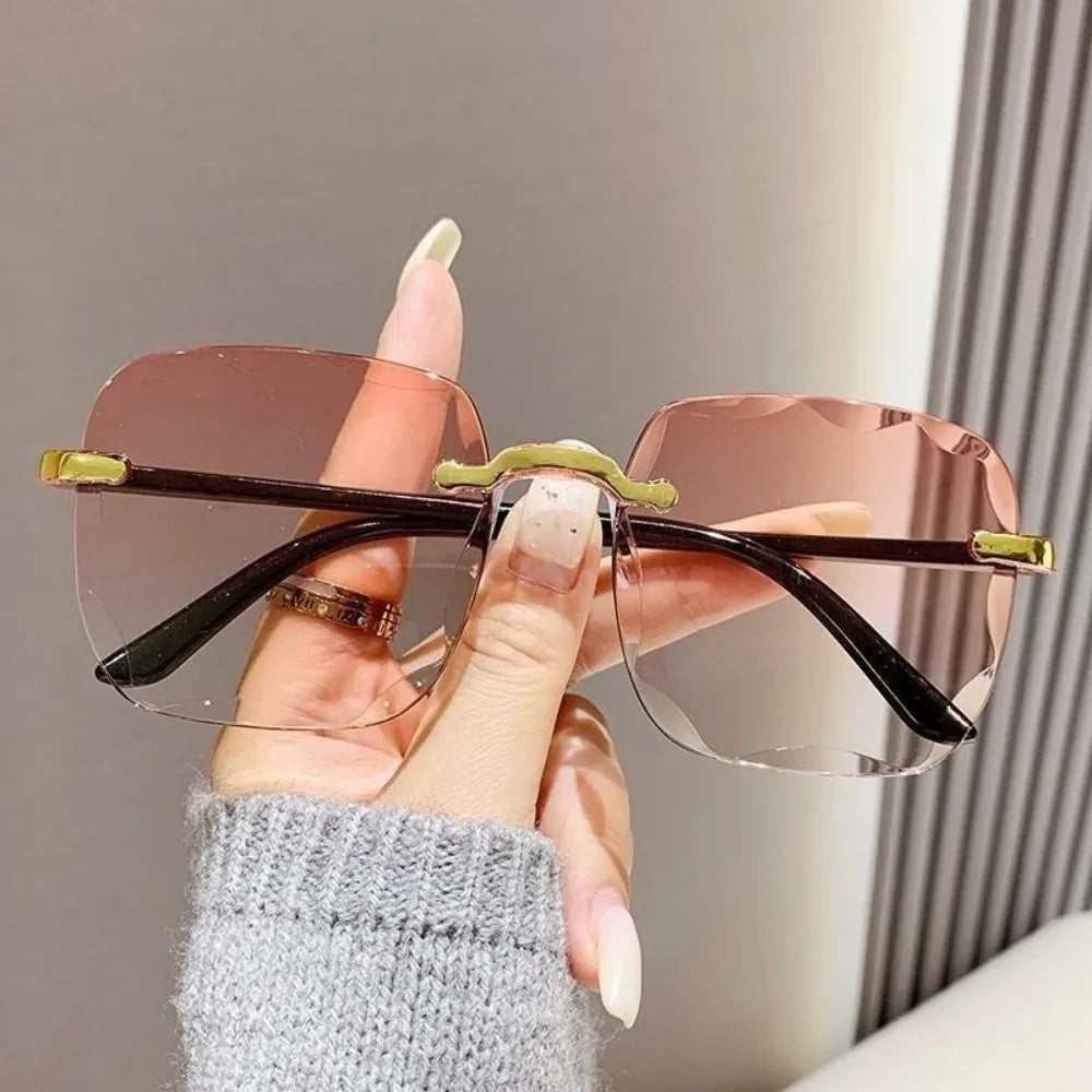 4 PCS Original Square Frame Sunglasses for Women Retro Fashion Square Gradient Lens Rimless Women Sunglasses