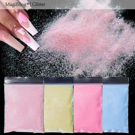 10g/bag Shining Sugar Nail Glitter Colorful Powder Candy Coat Effect White Black Pigment Dust Nails Art Decorations DIY Supplies