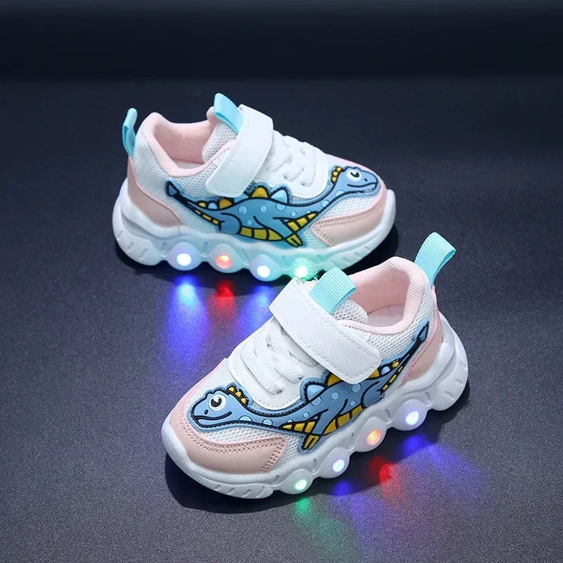 Tennis Shoes LED Children Trainer Cartoon Boy Casual Sneaker for Boy Kid Shoe Girl Mesh Breathable Shoe Baby Illuminated Shoe