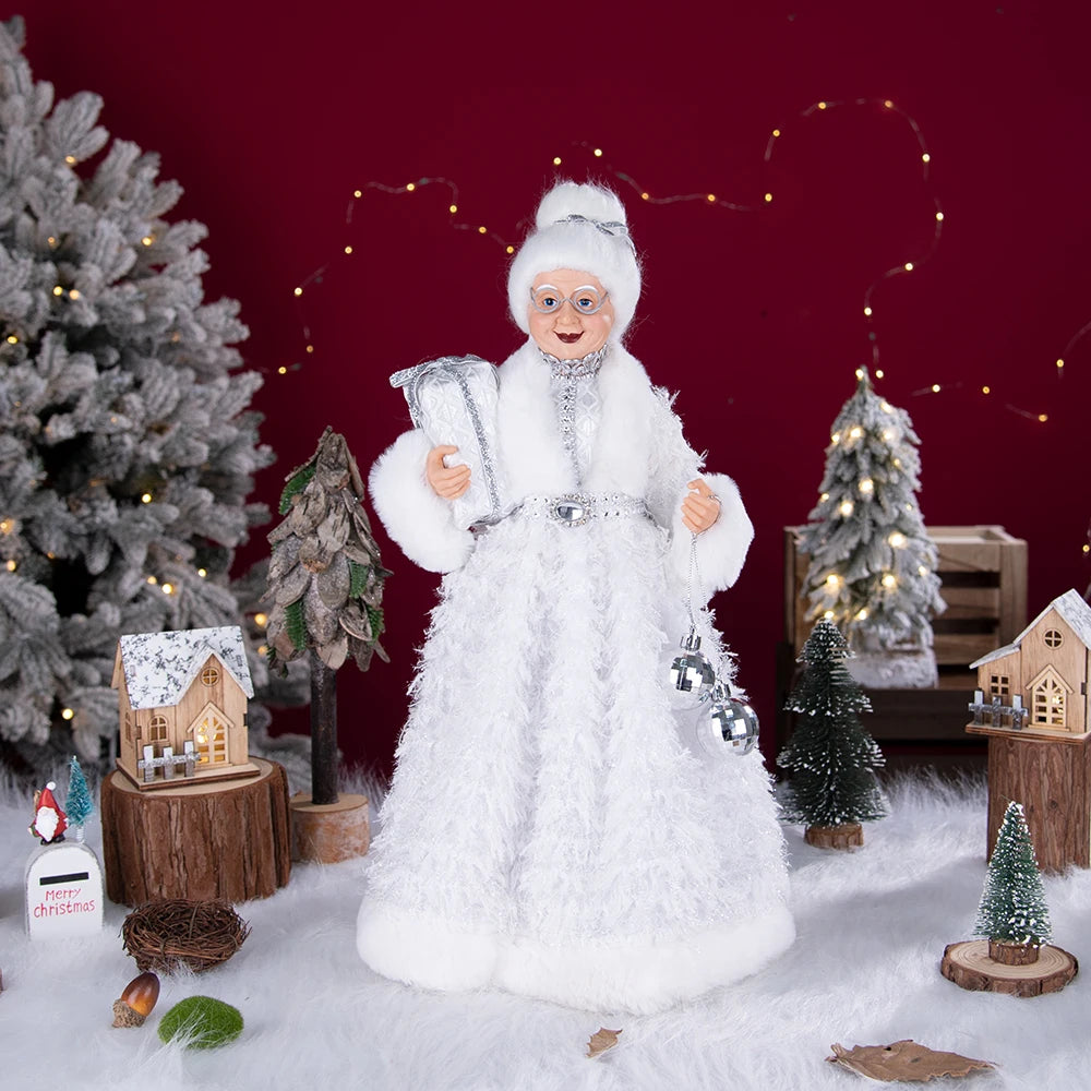 Santa Claus Granny Doll 50cm Standing Santa Claus Ornament Christmas Scene Doll Decoration 2024 Christmas Gift For Children