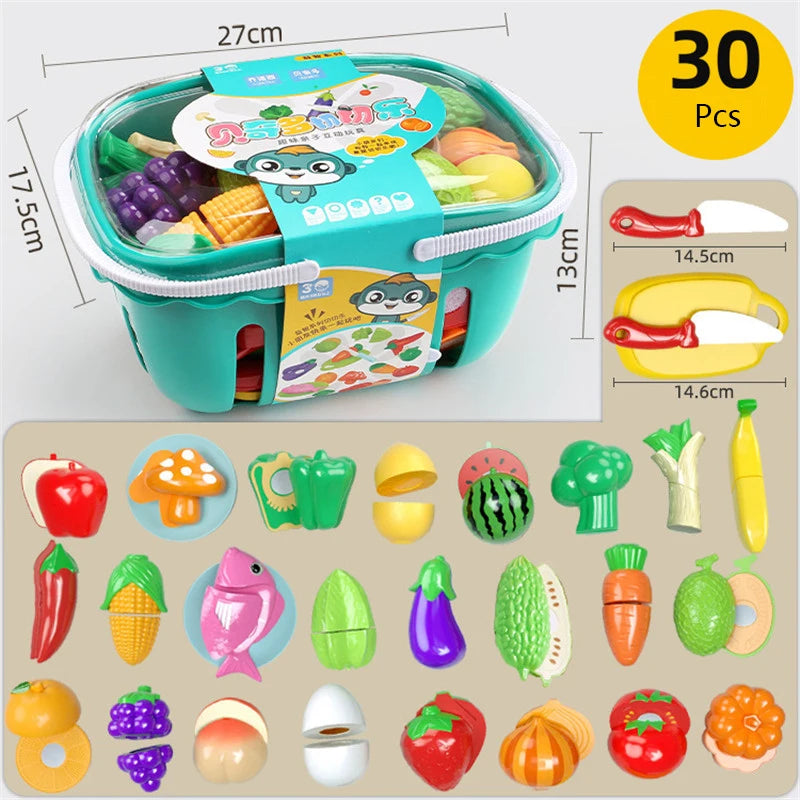 Kitchen Play House Toy Set Simulation Plastic Classic Fruit Vegetable Food Cutting Game Educational Kids Montessori Learning Toy