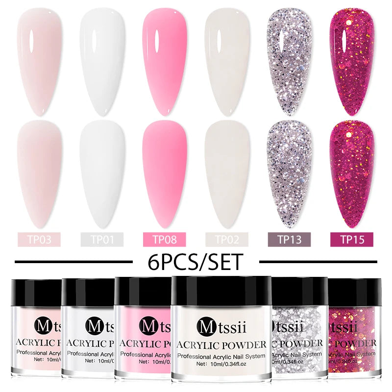 Nail Crystal Powder Kit Acrylic Liquid Set With Nail Brush Pink White Nails Powder For Nails Extension Carving Beginner Set