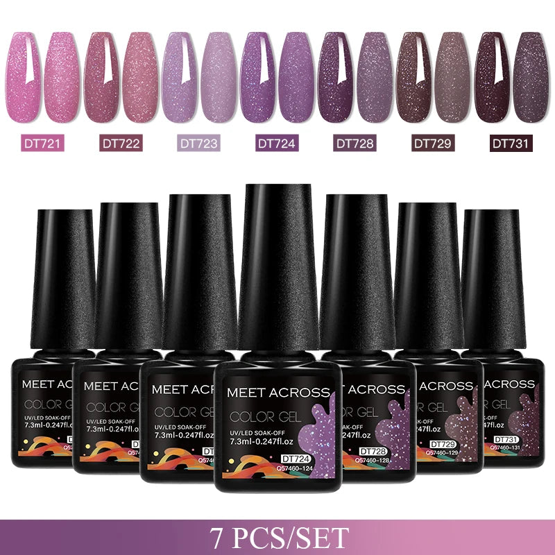 7pcs Gel Nail Polish Set For All Season 7.3ml Semi Permanent UV Gel Varnish Long Lasting Manicure Kit Soak Off Nail Supplies DIY