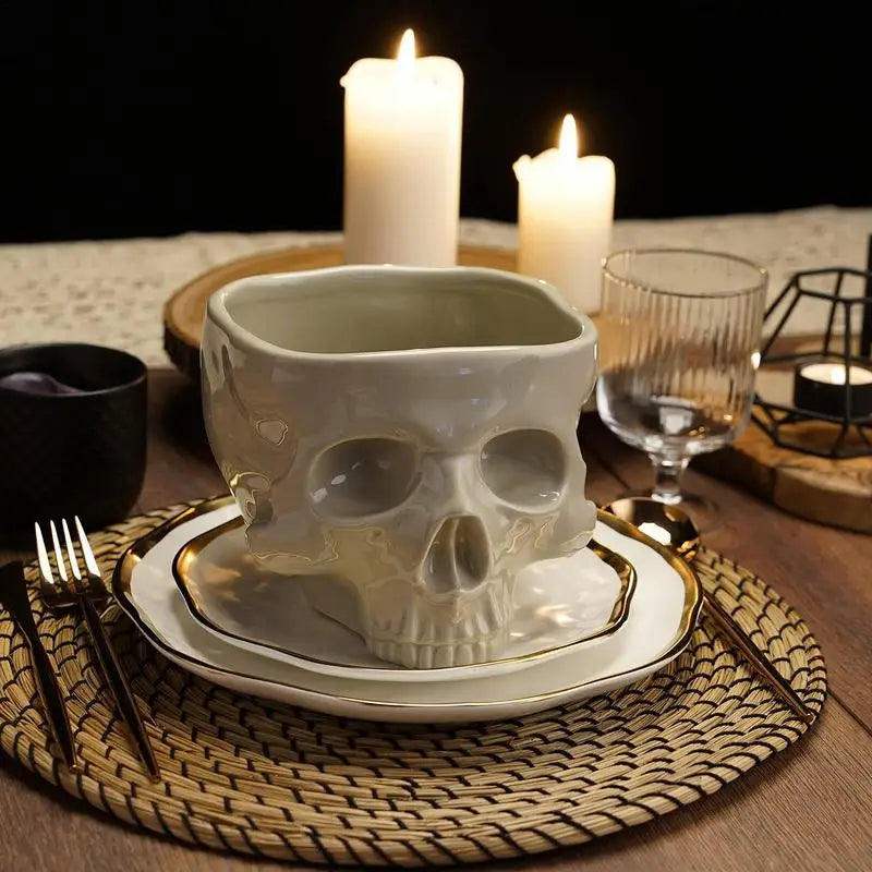 Halloween Skeleton Food Snack Bowls Candy Dish Skull Head Serving Tray Home Decor Snack Ceramic Bowl Halloween Party Supplies