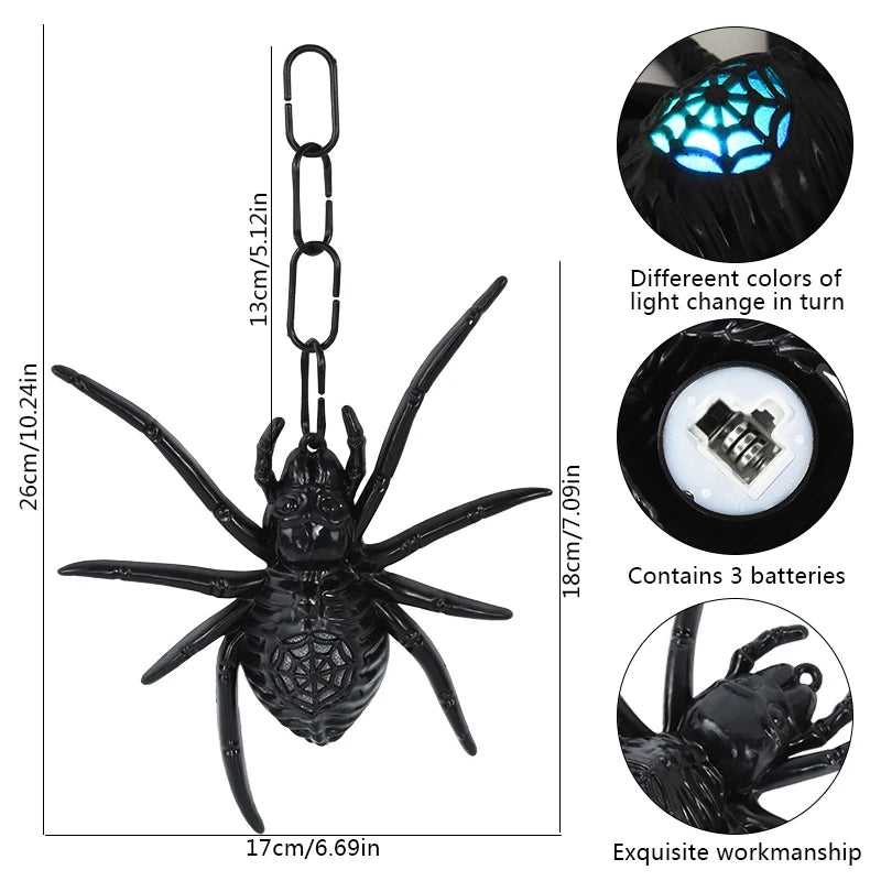 Halloween Glowing Spider LED Night Light Outdoor Door Wall Garden Home Hanging Decor Halloween Haunted House Props Decoration