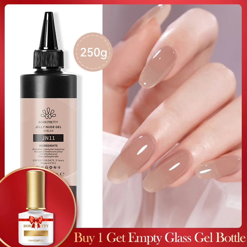 BORN PRETTY Clear 225g Jelly Extension Nail Gel Polish Milky White Camouflage Hard Gel Acrylic Nail Art Vernis Semi Permanent