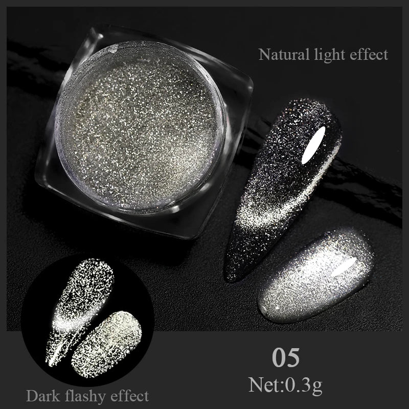 Aurora Pearl Nude Pink White Nails Glitter Dust Chrome Moonlight White Rubbing on Powder Shell Mirror Pigment Nail Art Supplies