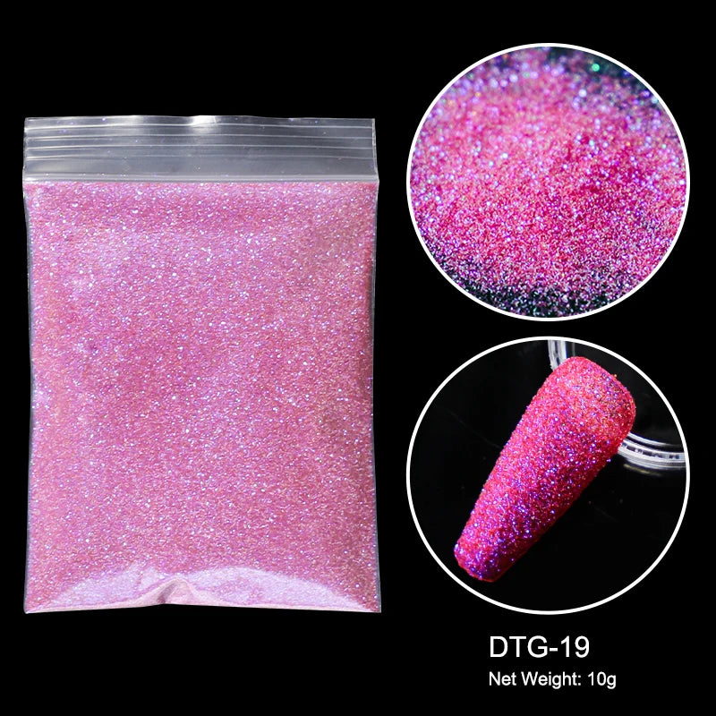 10g/bag Shining Sugar Nail Glitter Colorful Powder Candy Coat Effect White Black Pigment Dust Nails Art Decorations DIY Supplies