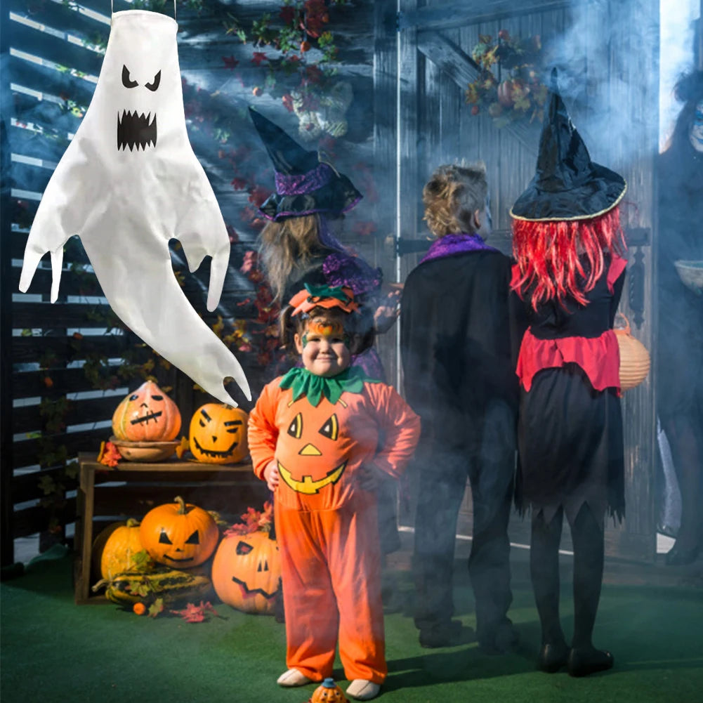 Outdoor Halloween Ghost Decoration Tree Hanging Windsock White Flying Ghosts Outdoor Haunted House Decor Outside Party Supplies