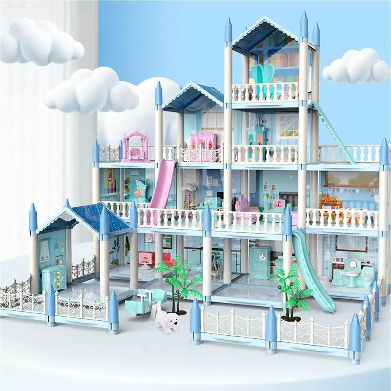 Dream Castle Princess Toys DIY House Kit For Children Building Big Villas Furniture Miniature Doll  Xmas Birthday Gifts Kids Toy