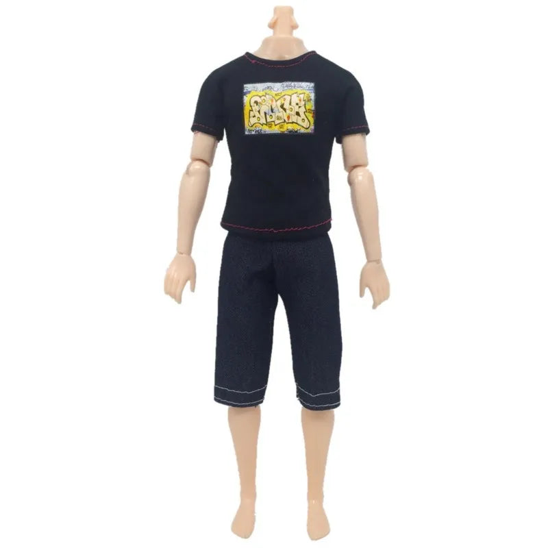 Handmade Ken Doll Clothes T-shirt + Trousers For Barbie Dress Accessories Fashion Daily Clothing Toys For Gils Birthday Gifts