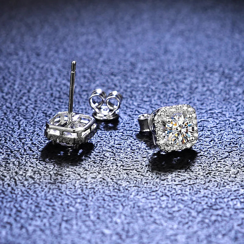 1CT 2CT Moissanite Diamond Ear Studs Earring Pass Diamond Test Moissanite Stud Earrings For Women Sterling Silver Jewelry