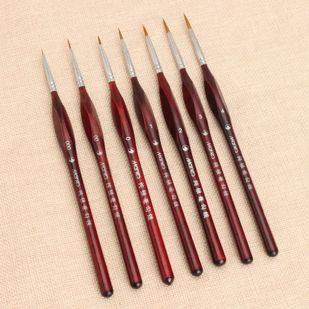 7Pcs Professional Sable Hair Paint Brush Set - Miniature Art Brushes for Drawing Gouache Oil Painting Brush Art Supplies