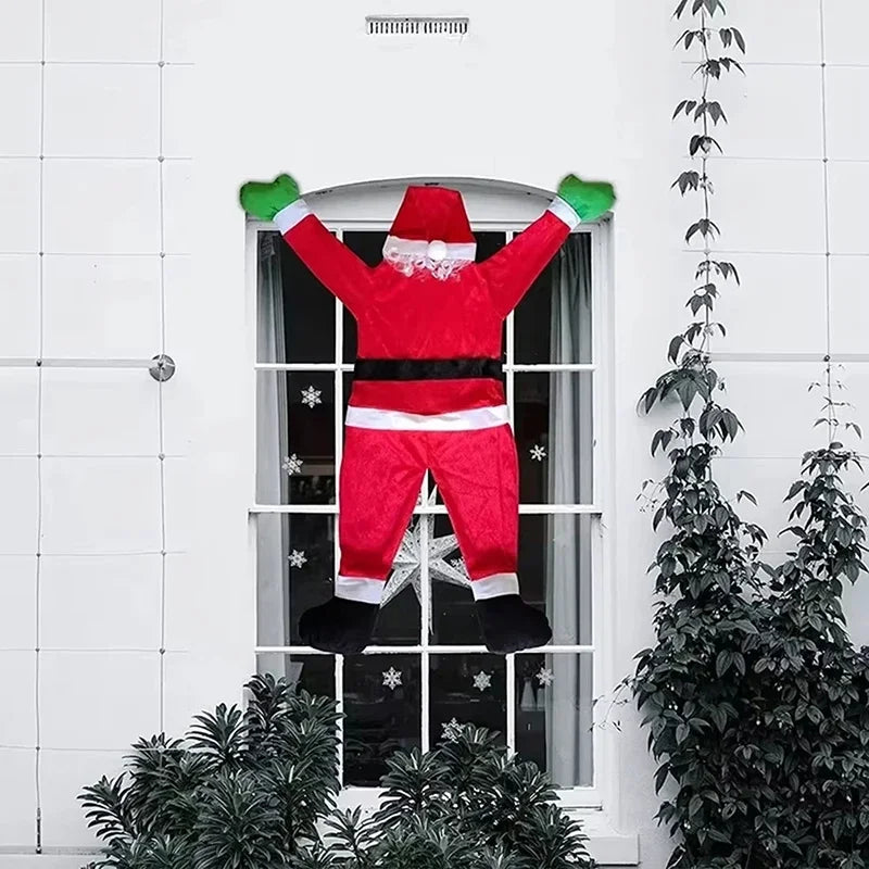 Santa Claus Plush Suit, Christmas Decoration Hanging, Climbing Window Balcony Roof Chimney Hanging Santa Christmas Decoration