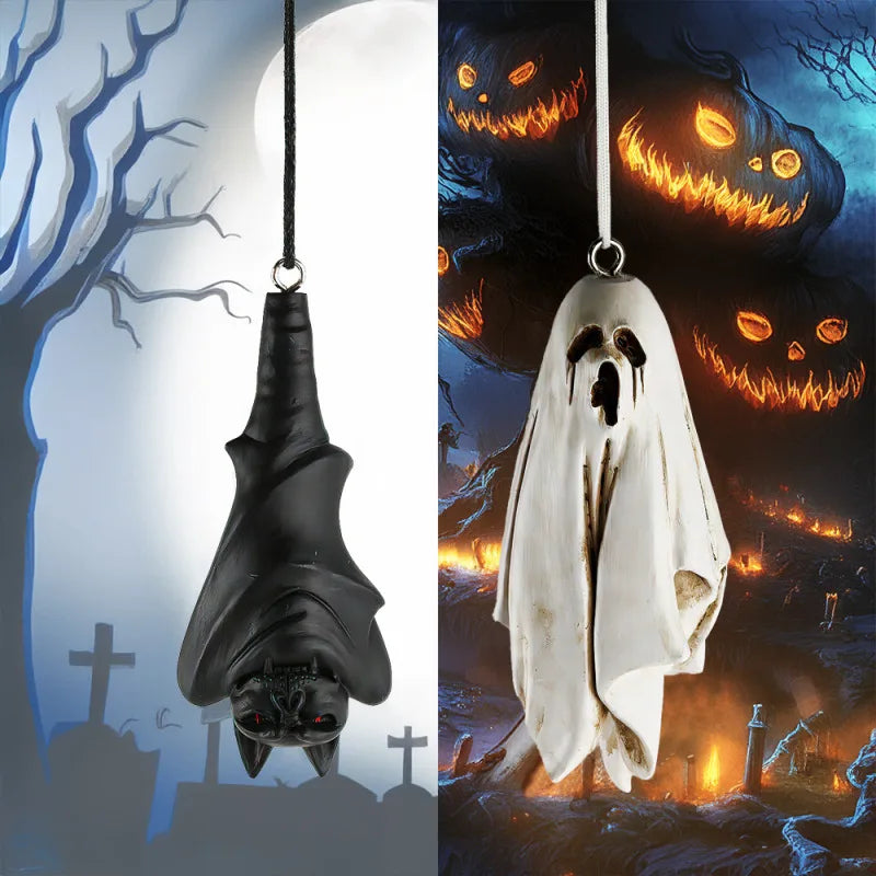 Halloween Ghost Ornament Resin Crafts Bat Pendant Decoration  Halloween Cute Hanging Ghost Scene Decoration Ghost Decoration