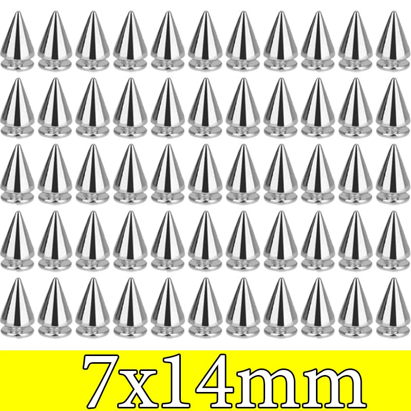 200/10Pcs Spiked Punk Rivets Multiple Sizes Screw Back Studs Punk Rock Bullet Rivets for Home DIY Sewing Clothing Leather Craft