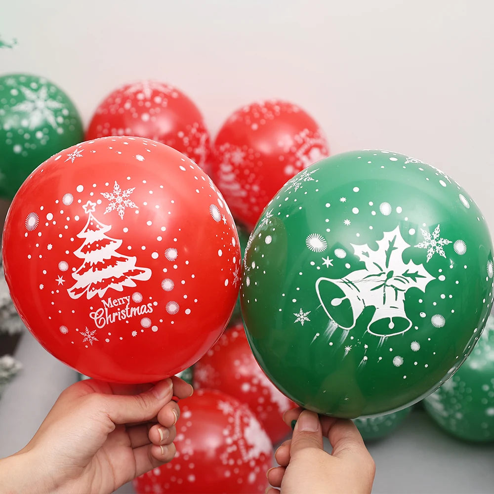 20/10Pcs Merry Christmas Latex Balloons Santa Claus Snowflakes Christmas Theme Inflatable Balloon Xmas New Year Party Decoration