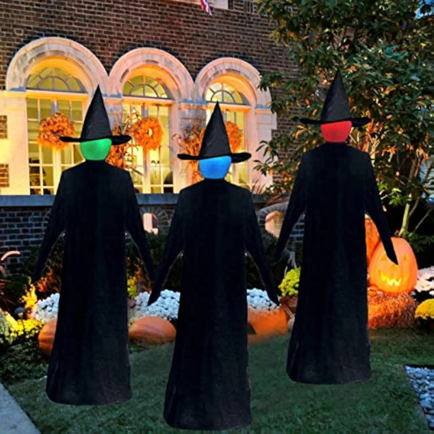 1pc Halloween Witches Stakes Glowing Faceless Sound-Activated Scary Witch Light-Up Life Size Outdoor Yard Party Decoration Props