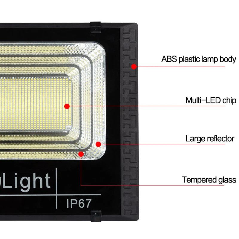 50-500W Solar Flood Lights Remote Control Solar Powered Spotlight Outdoor Waterproof IP67 Villa Street Lighting Adjustable Angle