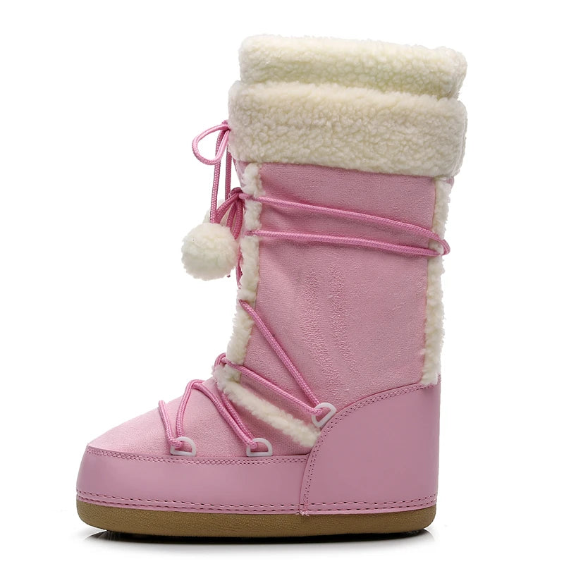 Women's Winter Boots 2024 Women Snow Boots Cold-proof Warm Mid-calf Pink Space Boots Slip-resistant Cotton Woman Winter Shoes