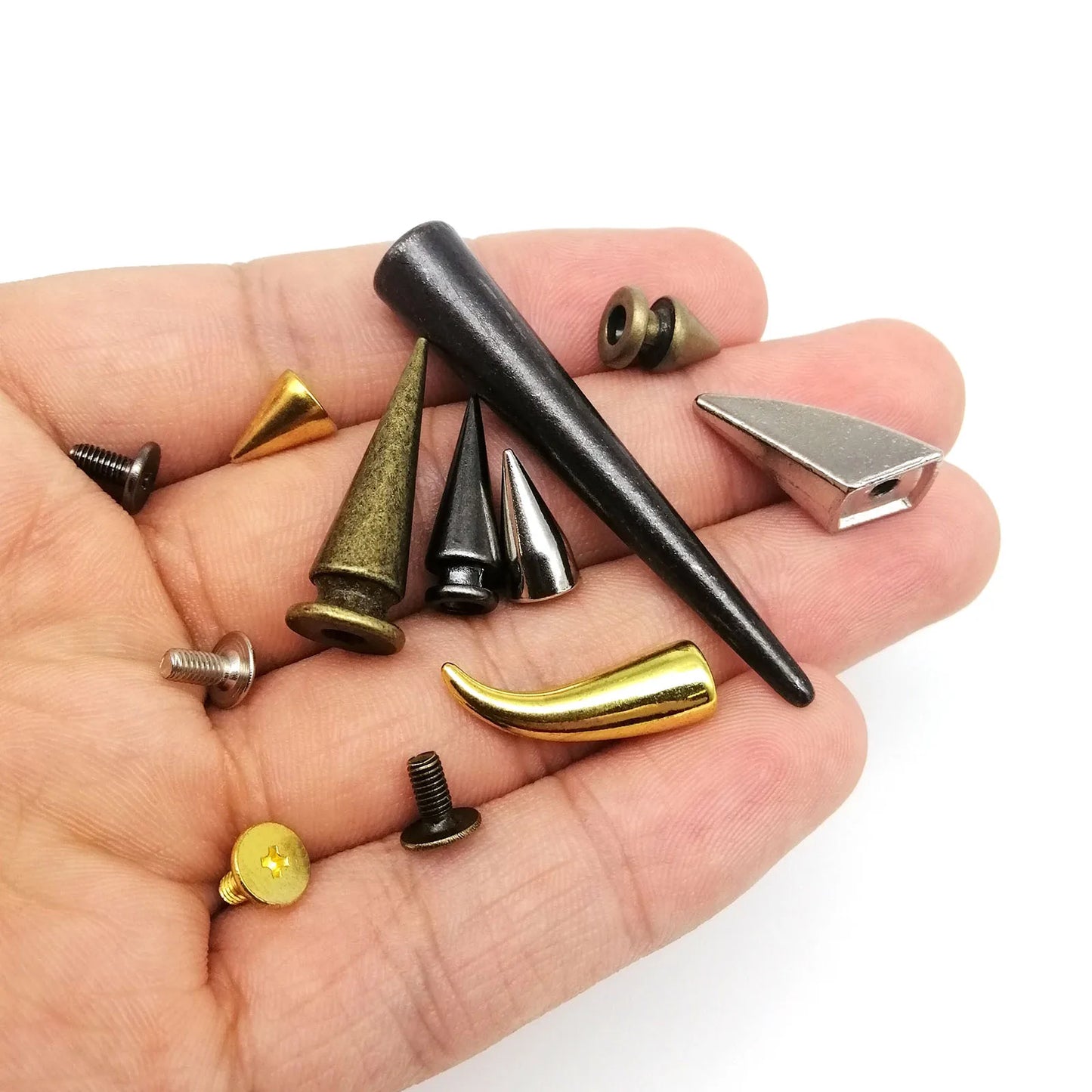 10 Sets Metal Decor Punk Bullet Warhead Spike Cone Screw Back Rivet Stud Spot Nail Leather Collar Bag Belt Jacket Shoes Repair