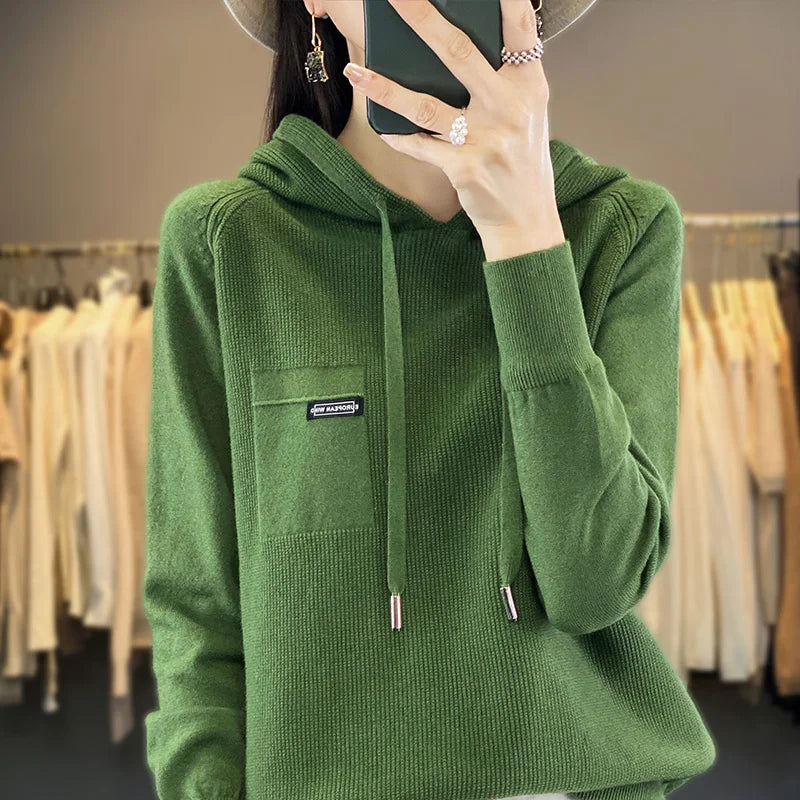 2023 New Autumn Winter Selection Cashmere Hoodie Women's Loose Hooded Knitted hoodie Sweater Women