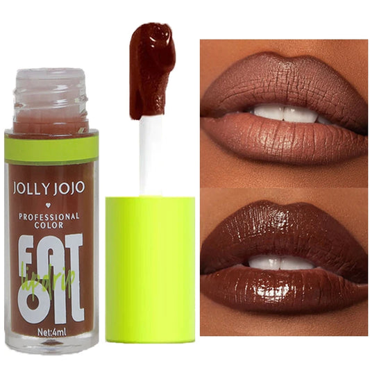 Nude Brown Plumping Lip Gloss Long-lasting Moisturizing Non-stick Cup Water-light Jelly Lip Oil Women Lips Care Makeup Cosmetics