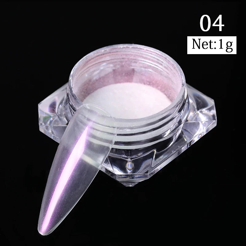 NICOLE DIARY Nail Powder Pigment Pearl White Rubbing on Nail Art Glitter Dust Chrome Aurora Manicure  Decoration DIY