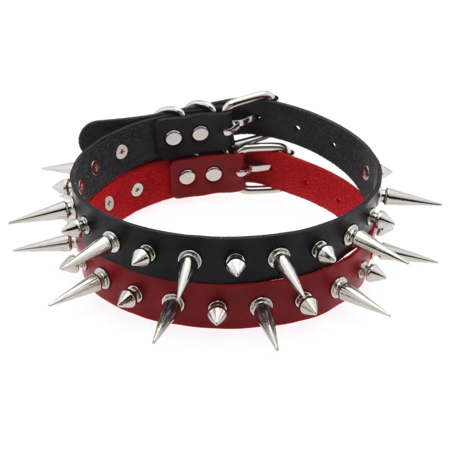 Punk Long Spike Choker PU Leather Collar for Women Men Cool Big Rivets Studded Chocker Goth Style Necklace Emo Accessories 2024