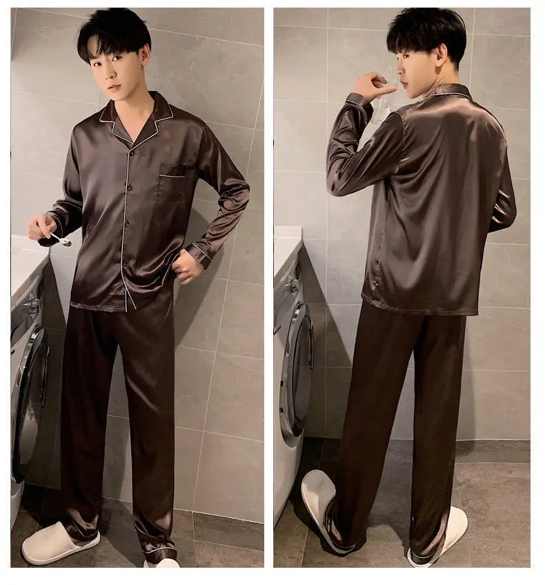 Men's Pajamas Set New in Single-breasted Long Sleeve Big Size Microfiber Pijama Male Home Clothes Winter Sleepwear For Sleeping