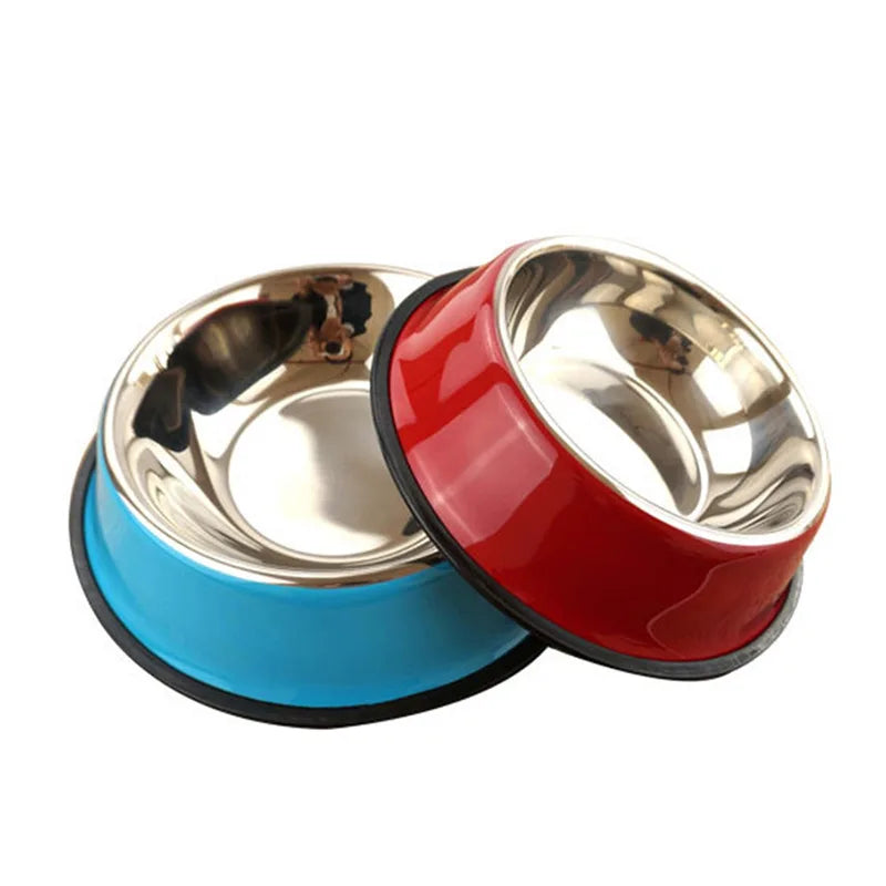 5 Colors Stainless Steel Dog Bowls,Lovely Pet Food Water Drink Dishes Feeder For Cat Puppy Dog Pet Feedersr Bowls Supplies