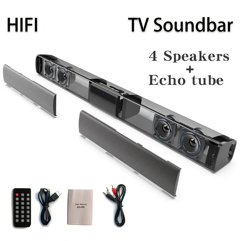 20W Wireless BT Soundbar: Enjoy Home Theater Surround Sound With PC, TV, AUX, TF, FM Radio & More!