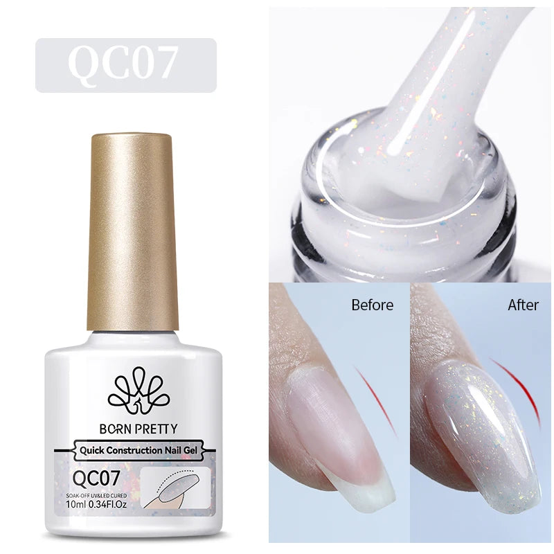 BORN PRETTY 10ML 8-in-1 Strong Nail Glue Gel Nail Polish Transparent Clear Function Gel Thickness Rubber Base Rhinestone Glue