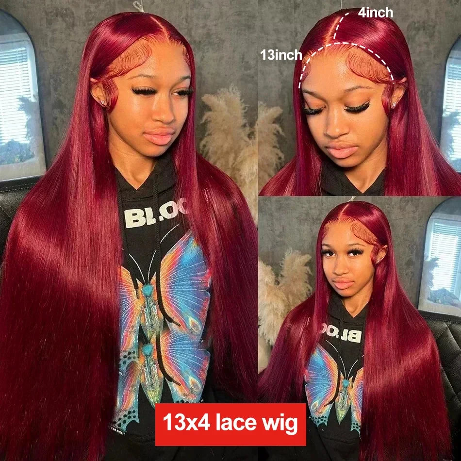 Red Wig 99J Burgundy 13X6 Hd Lace Frontal Human Hair Wig 13X4 Straight Lace Front Wigs Human Hair Red Lace Front Human Hair Wigs